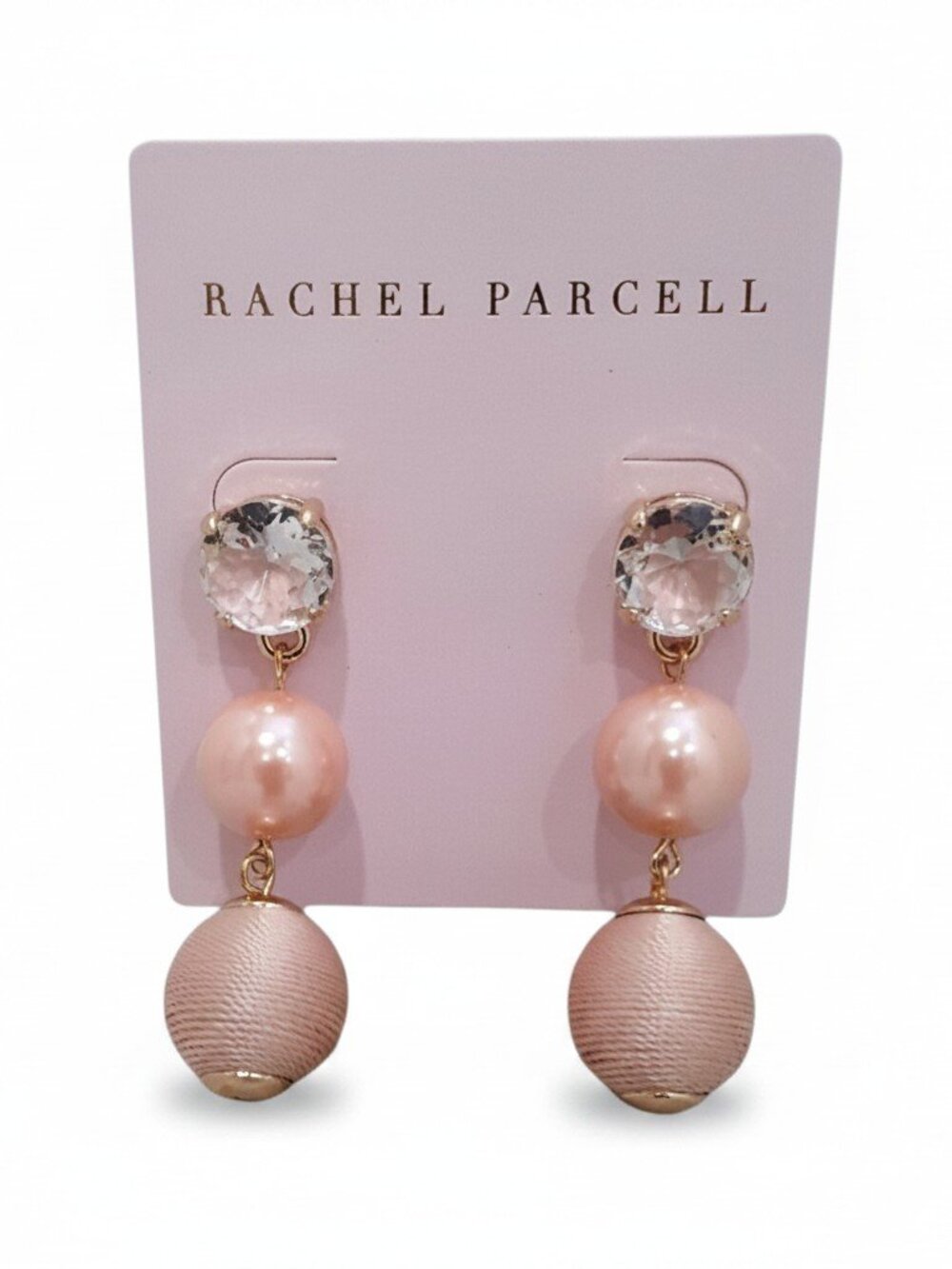 Rachel Parcell Trendy Linear Drop Earrings Gold Plated Pink Dangle NWT